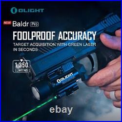 Olight Baldr Pro 1350 Lumens Rail Mounted Tactical Flashlight With Green Laser