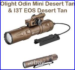 Olight Odin Mini Desert Tan 1250 Lumen M-LOK Rail Mounted Light & I3T Desert Tan
